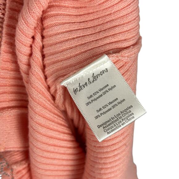 For Love and Lemons Peach Ribbed Long Sleeve V Neck Button Front Cardigan L - Picture 6 of 7